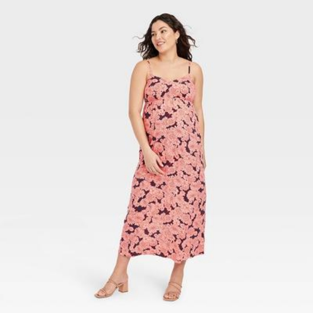 Isabel Maternity | NWT Floral Tie Back Maxi Dress Navy Pink XS